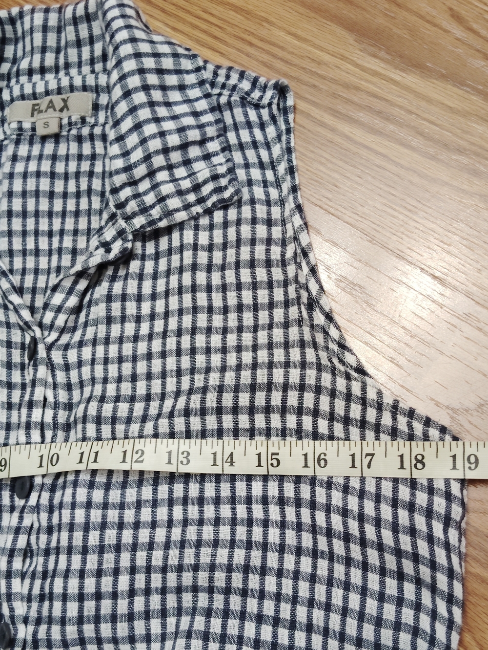 Flax Women's Dress Gingham Midi Sleeveless Collared 100% Linen Button Front Sz S - Picture 8 of 10
